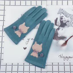 Winter Female Single Layer Warm Cashmere Full Finger Button Cycling Mittens Women Suede Leather Touch Screen Driving Gloves J23