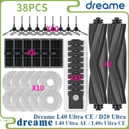 Dreame L40 Ultra AE / L40 Ultra CE / L10s Ultra CE / D20 Ultra Parts, Main Brush, Edge Brush, Cloth, Dust Bag, Filter Screen
