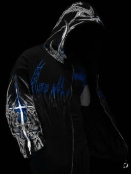 Breathedivinity Fitness Loose Printed Circle Pattern Full-Closure Zippered Hooded Sweatshirt