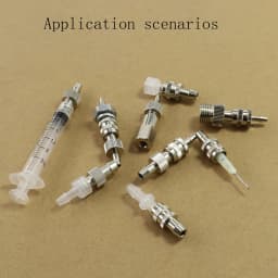 2PCS/Bag Tracheal Joint Glue Machine Tracheal Metal Adapter Pin Tube Connector Tracheal Extension Luer Adapter