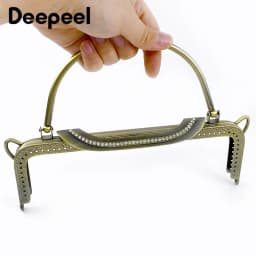 1/2Pcs Deepeel 22cm Metal Purse Frame Embossed Handbag Handle DIY Handmade Wallet Kiss Clasp Bag Sewing Brackets for Making Bags