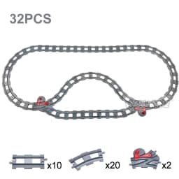 Marumine MOC Block Train Straight Curved Track Crossover Parts Railway Switch Big Size Building Bricks City View Accessories