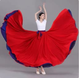 Double Layer Contrast Color Modern Dance Skirt Large Swing Half Body Skirt Performance Costume for Art Students Chiffon Material