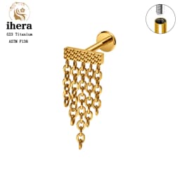 ASTM F136 Titanium Ear Cartilage Earrings Internal Thread 16G Hidden Helix Stud CZ Drape Chain Flat Back Tragus Piercing Jewelry