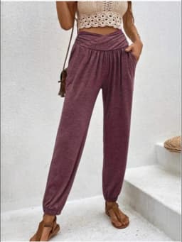 High Waist Pocket Elastic Pants Women's Solid Color Trousers Fashion Autumn Long Pants