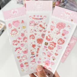 SKYSONIC BOBO 5pcs/4pcs/3pcs Full Set Series Decorative Stickers Bubble Pink DIY Sticker Journal Junk Agenda Stationery Suppli
