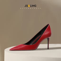 Temperament Pointed Wine Red High Heels Women's Soft Leather Single Shoes Shallow Mouth New Fashionable High Heels Single Shoes