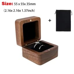 Personalized Natural Wood Ring Box Jewelry Ring Proposal Engagement Wedding Organizer Golden Marriage Lover Anniversary Gift