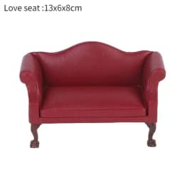 Doll house sofa furniture model simulation double leather sofa Miniature Furniture Armchair Sofa Footstool Doll Decor Toy