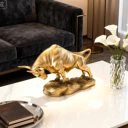Lucky Taurus Zodiac Ornament Resin Cow Statue Desktop Office Desk Decor Modern Bookcase Display Home Decoration Creative Gift