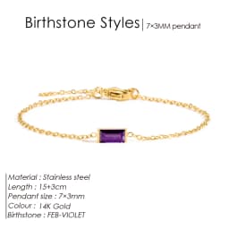 EMANCO Stainless Steel Bangle 7*3MM Square Birthstone Bracelet Sparkling High-end Rhinestone Accessories Gift