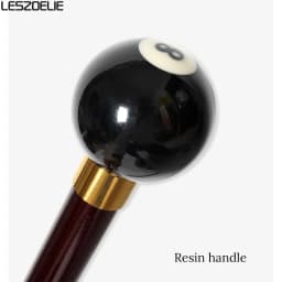 Black 8th Billiards Handle 2-Piece Walking Stick Wine Red Beech Wood Elegant Fashionable Decorative Canes for Men And Women