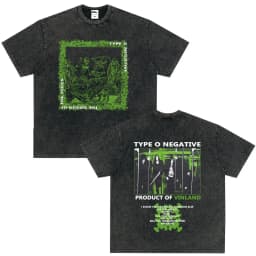 Rock Band Type O Negative The Green Man Vintage Washed T Shirt Gothic Metal Short Sleeve T-shirt Men's Vintage Hip Hop T Shirts