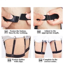 1 Pair Men Shirt Stays Belt with Non-slip Locking Clips Keep Shirt Tucked Leg Thigh Suspender Garters Strap