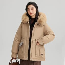 Winter New Warm Down Cotton Jacket with Large Fur Collar Hooded Coat Loose Women Thicken Parker Puffer Overcoat Casual Wear
