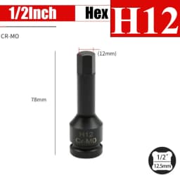 1/2inch Impact Hex Socket Electric Drill Socket Adapter Air Impact Wrench Hex Head Socket H4~H22 Screw Tap Socket Adapter