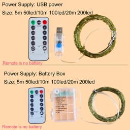 5M-20M LED String Fairy Lights USB/Battery Remote Copper Green Wire LED Lamps For Wedding Christmas Tree Garland Party Decor
