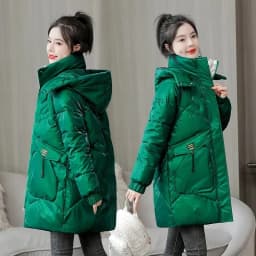 2026 Winter New Gloss Cotton Jacket Women's Medium to Long Korean Loose Coat Lady Thick Hooded Coats Female Warm Parker Overcoat