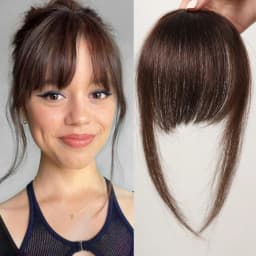 100% Human Hair Bangs Blonde Brown Wispy Bang Hair Clip in Bangs Fringe with Temples Hairpiece for Women Clip on Air Bang 4.5in