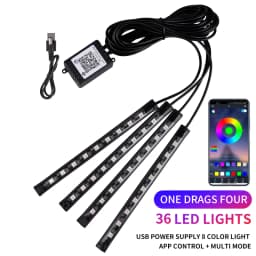 Neon LED Car Interior Ambient Foot Strip Light Kit Accessories RGB Backlight Remote App Music Control Auto Decorative Lamp