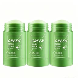 2PCS Green Tea Cleansing Mask Stick,10 Minute Instant Skin Renewal,100% Plant‑Derived&Kaolin+Bentonite for Deep Absorption&Tea Extract:Oil‑Control,Antioxidant & Balancing,Mica for Brightening & Soft Skin,Portable Twist Up Stick Design