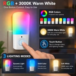 Melery Night Light Bulbs EU Plug 0.5W Low Power Sensor Control RGB Plug-in Color Changing Susk To Dawn Home Office Lamp Creative