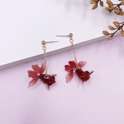 Unique Asymmetrical Goldfish Earring Cute Resin Koi Earrings Creative Bubble And Koi Goldfish Design Earrings Custom Jewelry
