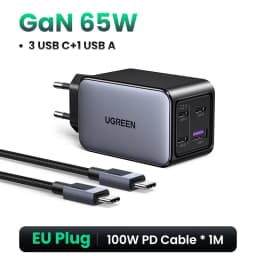 UGREEN 65W GaN Charger Quick Charge 4.0 3.0 PPS PD 3.0 Fast Charger 3 USB C For Macbook Air Laptops Tablets iPhone 18 17 16 Pro