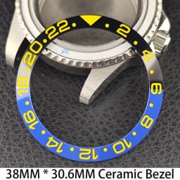 Sloping 38mm * 30.6mm Ceramic/Aluminum Bezel GMT and Diving Watch Insert Fits for 40mm Men's Watch Case Bezel Replacement Insert