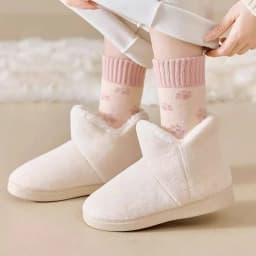 Winter Thicken Fleece-lined Plush Socks for Women Terry Long Sock Cold-resistant Warm Mid-calf Socks Pink Girl Thermal Footwear