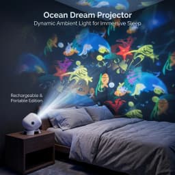 360° Rotating Dynamic Night Light USB Rechargeable LED Ocean Projector Lights Adjustable Ambient Lamp for Game Living Room Decor