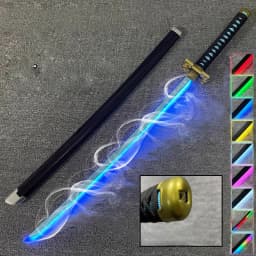 40in Demon Slayer Agatsuma Zenitsu Katana LED Mist Original Sabre Vapor Cosplay Accessories Prop Wood Schwert Vapour Toy Gift