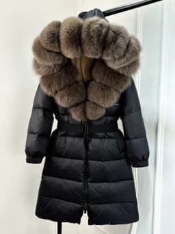 2025 New Natural Thick Warm 90% White Duck Down Coat Long Winter Jacket Women Real Big Fox Fur Collar Belt Loose Puffer Parka