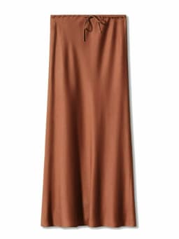 2026 Spring Summer Solid Color Satin Long Skirt For Women High Waist Lace-Up Fashion Elegant Faldas Light Luxury Women's Skirt