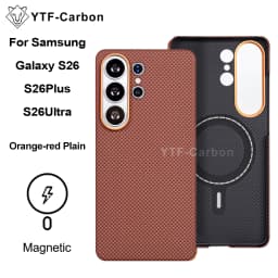 YTF-carbon Luxury Real Kevlar Case for Samsung Galaxy S26 Ultra/S26Plus/S26, Aramid Fiber Magnetic MagSafe Cover