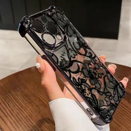 Luxury Burgundy Lace Electroplated Case for Iphone 18 Pro Max 17 16 15 14 11 12 13 Pro Max Plus Air 16e Shockproof Airbag Cover