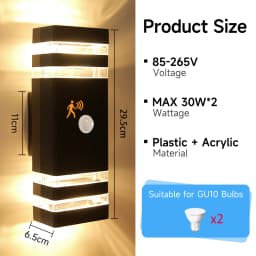 Body Motion Sensor Wall Light Waterproof Sconce Up Down Glowing Lamps Outdoor LED Wall Garden Yard Induction Corridor Wall Lamp