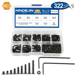 NINDEJIN hex hexagon socket countersunk head screw kit m2 m2.5 m3 m4 m5 m6 carbon steel flat head bolt and nut screw set