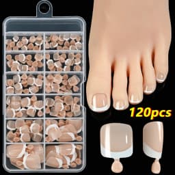 100Pcs White Short Square Flase Toenails Summer Press On Toes Full Cover Tips Pure Color Acrylic Artificial Wearable Toenails*8K