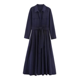 Willshela Women Fashion With Belt Solid Single Breasted Midi Dress Vintage Lapel Neck Long Sleeves Female Chic Lady Dresses