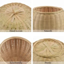 Round Rattan Boxes with Lid Hand-Woven Multi-Purpose Wicker Tray Picnic Food Bread Table Storage Basket