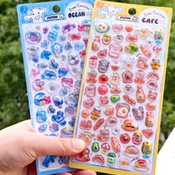 1 pc/4 pcs Japanese Food Cafe Drop 3D Relief Stickers Journaling DIY Diary Cute Stationery Sticker Decor School Supplies