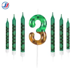 7Pcs Retro Pixel Birthday Cake Candles Topper for Pixel Theme Party Anniversary Party Video Game Party Supplies for Boys Girls