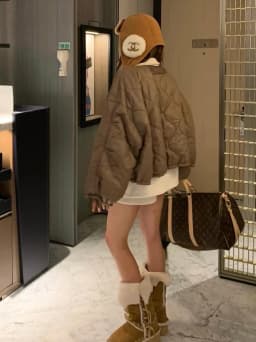 Chic Autumn Winter round Neck Loose Lazy Flight Jacket Cotton Outerwear Women Small Size Age Reduction Top
