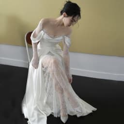 Customized O-Neck Lace Long Sleeves Wedding Dresses 2026 A-Line Floor Length Sweep Train Side Slit Satin Zipper Bridal Gown