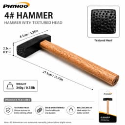 PHYHOO Professional Metal Texture Hammer for Jewelry Making Premium High Carbon Steel Texturing Craftsmith Tool with Wood Handle