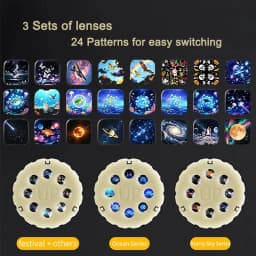 2026 Starry Ocean Galaxy Projector Night Light Auto Timer 24 Patterns 360° Rotatable Lamp with Sleep Sounds Kids Bedroom Decor G