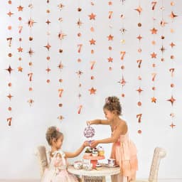 13Ft Rose Gold 14th 13th Birthday Party Decorations 18th Circle Dot Star Garlands Hanging Streamers for Sweet 16 Girls Supplies