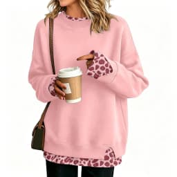 Crew Neck Sweatshirts Women Cute Long Sleeve Oversized Sweatshirt Plaid Pullove In Layered Tunic Leopard Print Zip up Hoodie