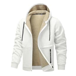 Blue Fleece-Lined Hoodie Jacket for Men - Warm, Comfortable, Casual Style Male Coat. Size M-5XL 6XL